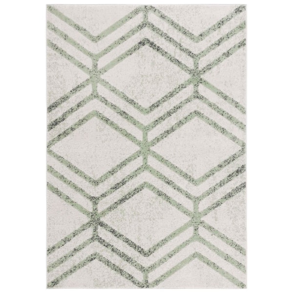 Adirondack 8 ft. x 10 ft. Ivory/Sage Distressed Diamond Area Rug
