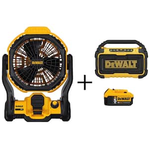 20-Volt MAX Cordless and Corded 11 in. Jobsite Fan, (1) 20-Volt 5.0Ah Battery & Bluetooth Speaker