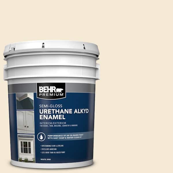 5 gal. #AE-70 Cottage White Urethane Alkyd Semi-Gloss Enamel Interior/Exterior Paint
