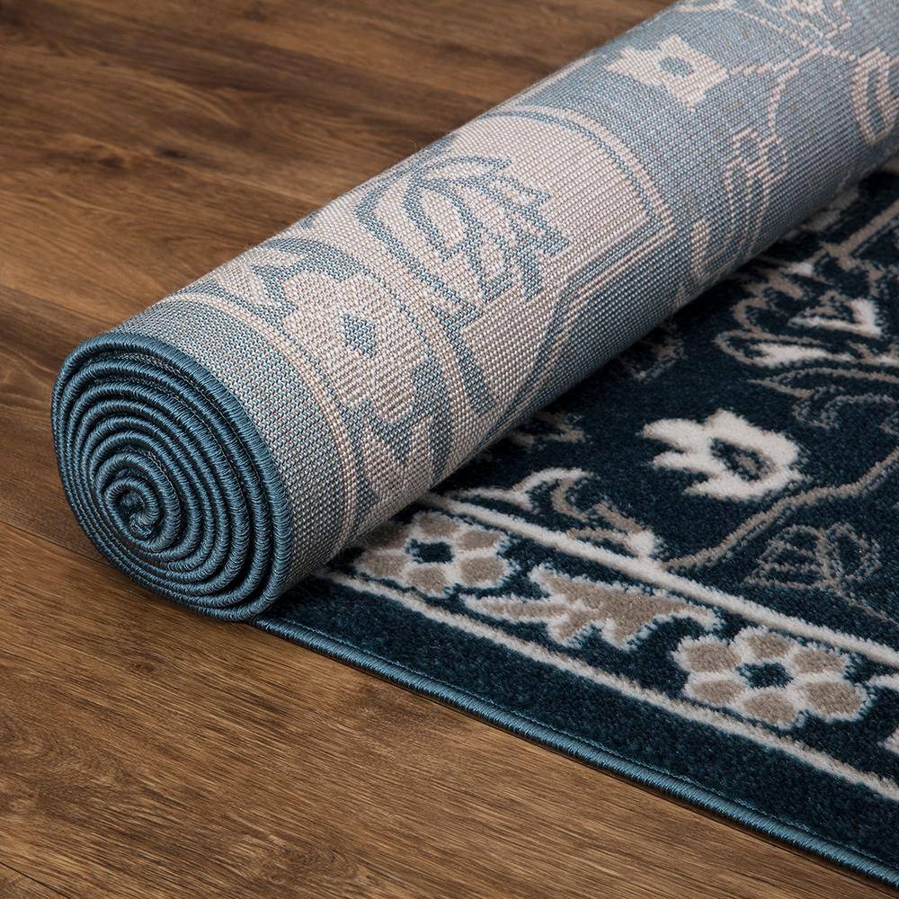 Blue and White Medallion 8' x 10' Synthetic Area Rug