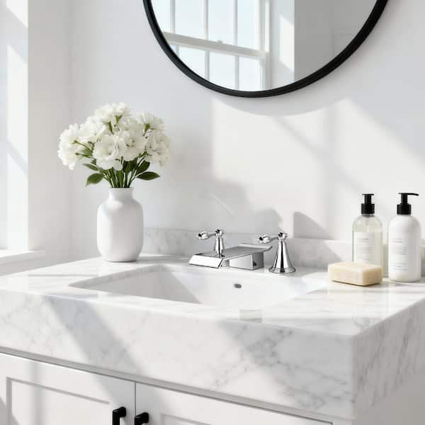 Simple Waterfall Method VQR 2 Handles 8 in. Widespread Waterfall Bathroom Faucet 3-Hole ...