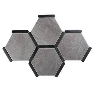 MOLOVO Kenzo Black Hexagon 7.7 in. x 8.9 in. Matte Porcelain
