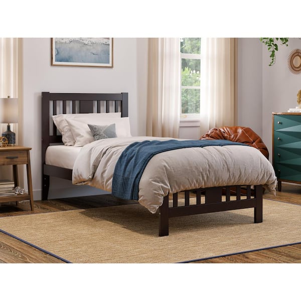 AFI Tahoe Espresso Twin Solid Wood Extra Long Platform Bed with Footboard