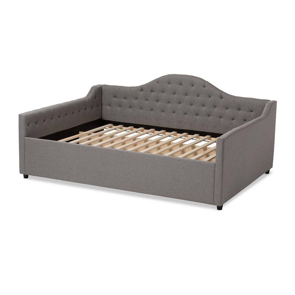 Eliza Full Size Grey Upholstered Tufted Daybed with Wood Frame
