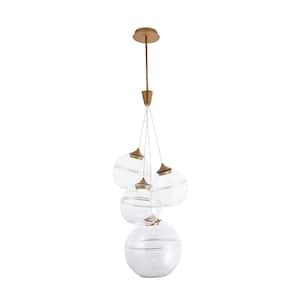 Bistro 4-Light 200-Watt Equivalent Integrated LED Aged Brass Pendant with Glass Shade