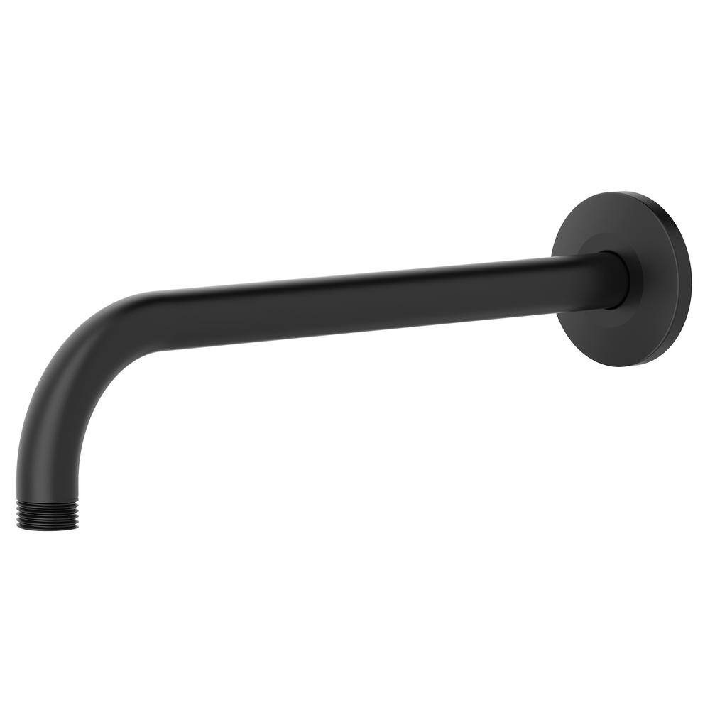 Matte Black Wall Mount Shower Arm with Round Escutcheon