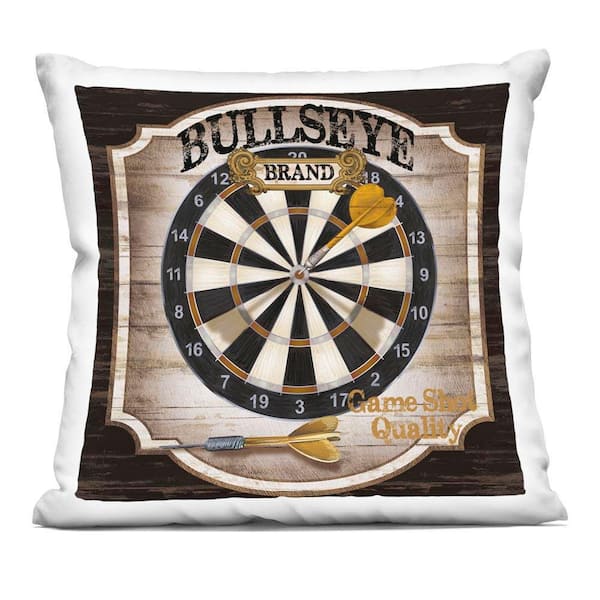 Rustic Bullseye Darts Game Black Abstract Polyester 18 in. x 18 in. Throw Pillow