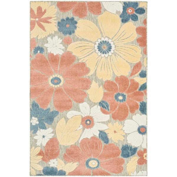 Aloha Rose 9 ft. x 12 ft. Floral Contemporary Area Rug