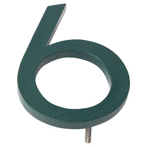 16 in. Hunter Green Aluminum Floating or Flat Modern House Numbers 0-9 - 6