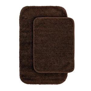 Traditional Chocolate 21 in. x 34 in. Washable Bathroom 2 -Piece Rug Set