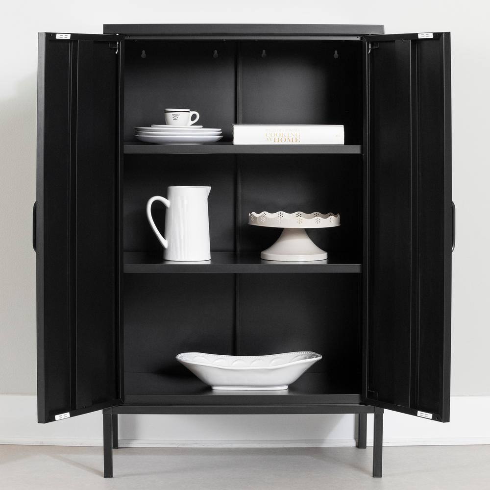Black Metal Adjustable Shelving Kitchen Pantry Cabinet