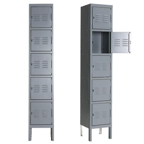 5-Tier Gray Locker Storage Cabinet with 5-Doors SN822C-212 - The