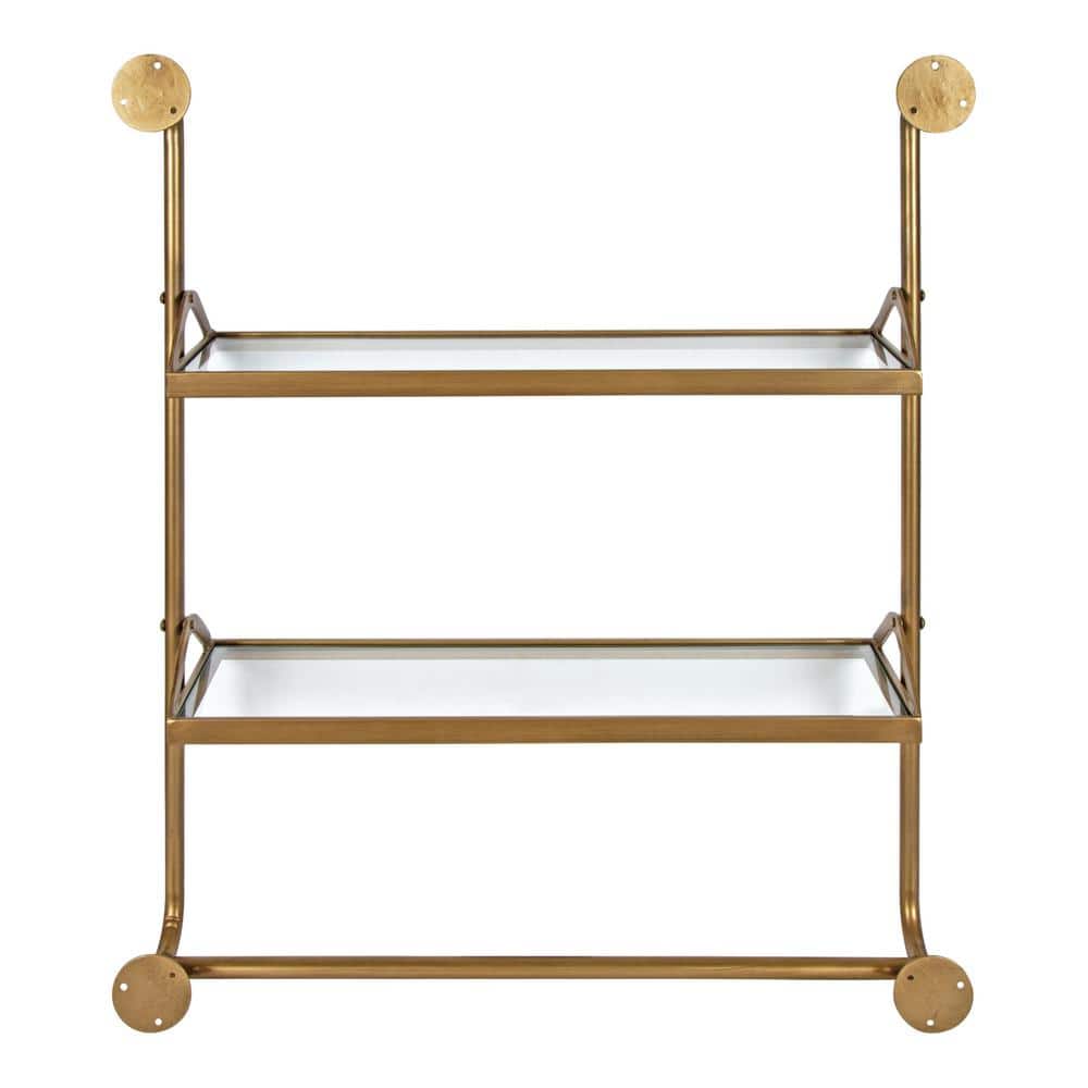 Marit Gold Luxe 28" Floating Wall Shelf with Glass Tiers