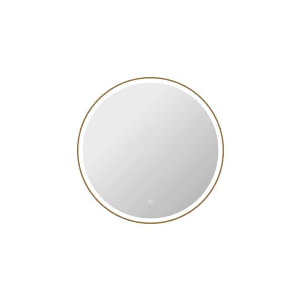 36 in. W x 36 in. H Round Framed LED Wall Mirror in Satin Gold