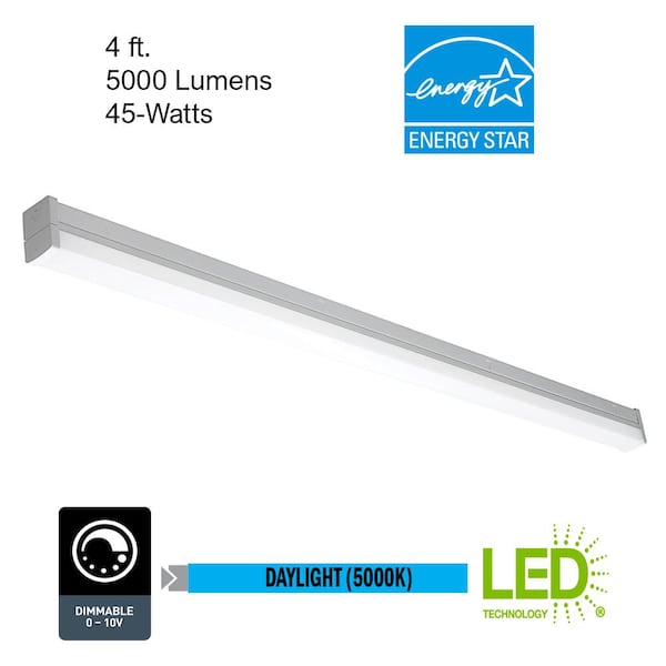ETi 4 ft. 100-Watt Equivalent Integrated White Strip Light 5000K Linkable High Output 5000 Lumens Dimmable 54573161 - The Home Depot