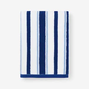 Company Kids Stripe Yarn-Dyed Blue Striped Cotton Single Bath Towel