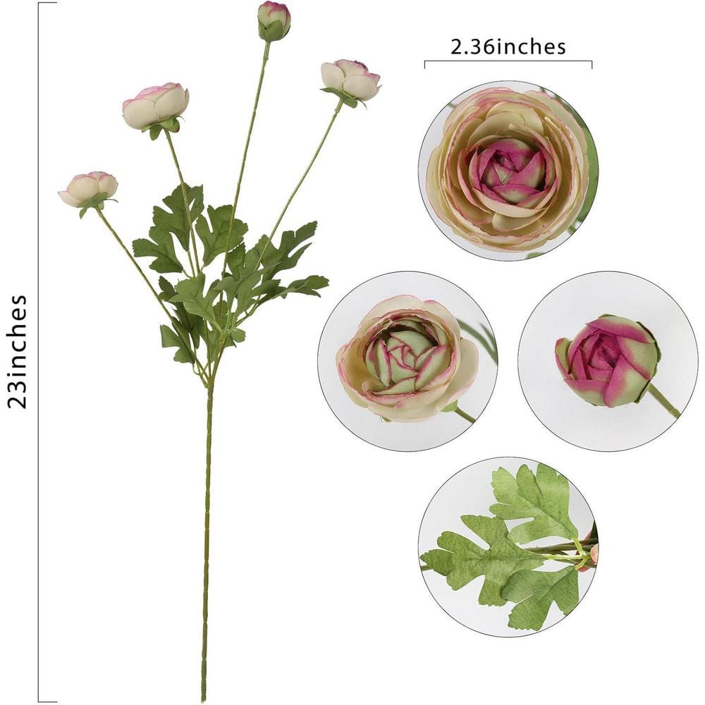 8PCS 23 in Green Ranunculus Artificial Silk Flowers