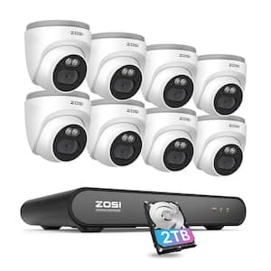 3K 5MP 8-Channel 2TB POE NVR Security Camera System with 8-2.5K 4MP Wired Outdoor Cameras, Smart AI Human Detection