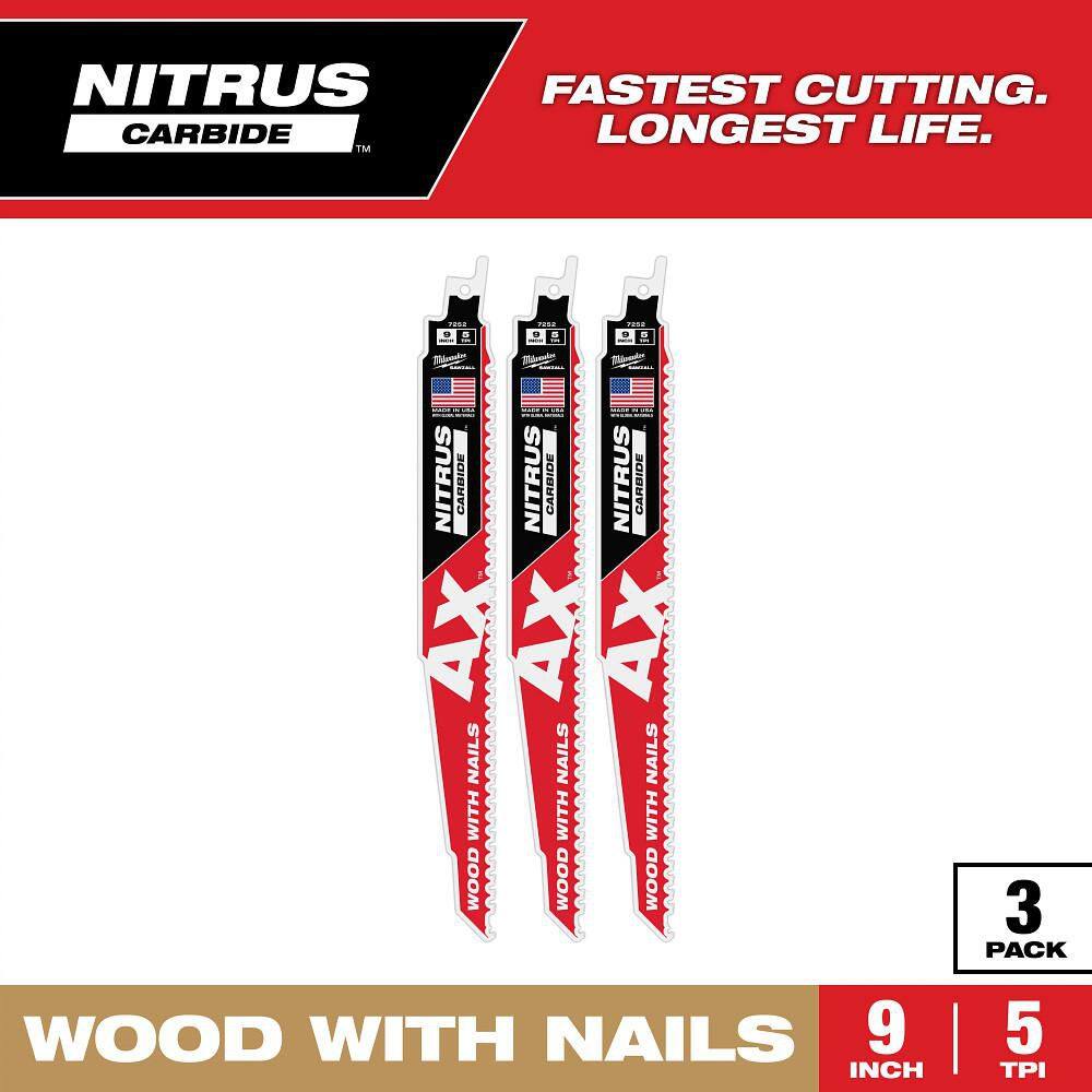 9 in. 5 TPI NITRUS AX Carbide Teeth Demolition Nail-Embedded Wood Cutting SAWZALL Reciprocating Saw Blade (3-pack) price history on PriceWatchPro