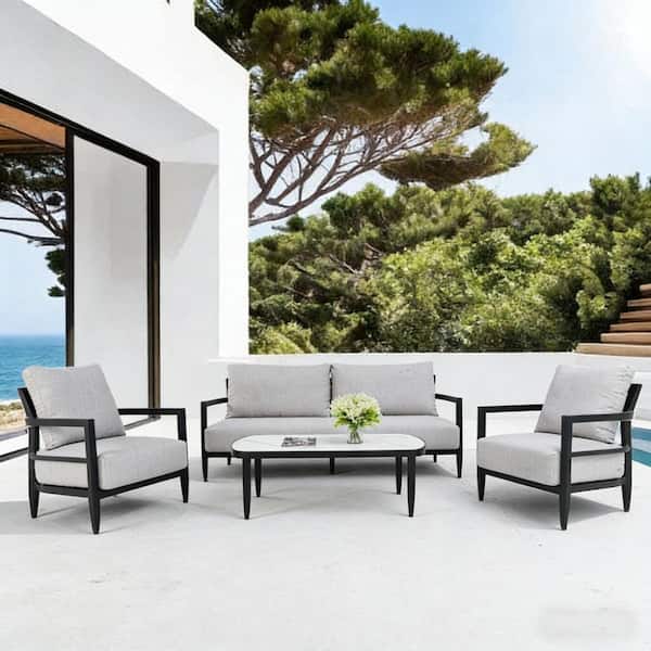 Flynama Outdoor Conversation Set, Club Chairs, Bench Sofa