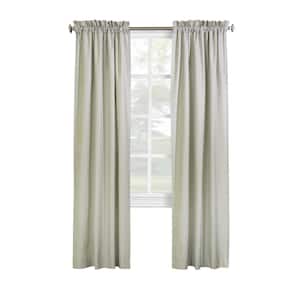 Ticking Stripe Sage Polyester Smooth 40 in. W x 84 in. L Rod Pocket Indoor Room Darkening Curtain (Double Panels)