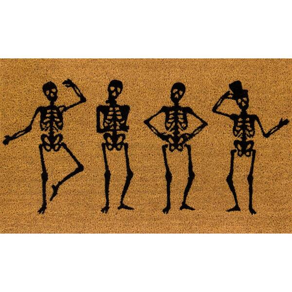 Home Accents Holiday 4 Skeletons Black 18 in. x 30 in. Coir Doormat