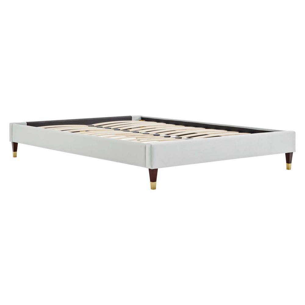 MODWAY Harlow Light Gray Velvet Full Performance Platform Bed Frame MOD ...