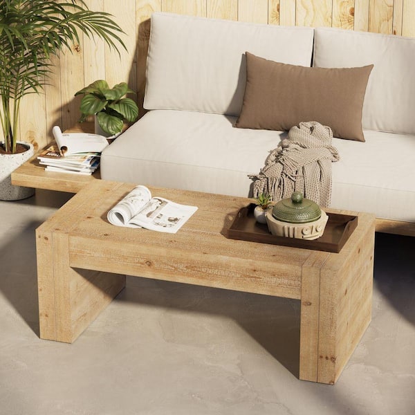 FUIN Rustic 48.82 in. Natural Rectangle Wood Coffee Table with