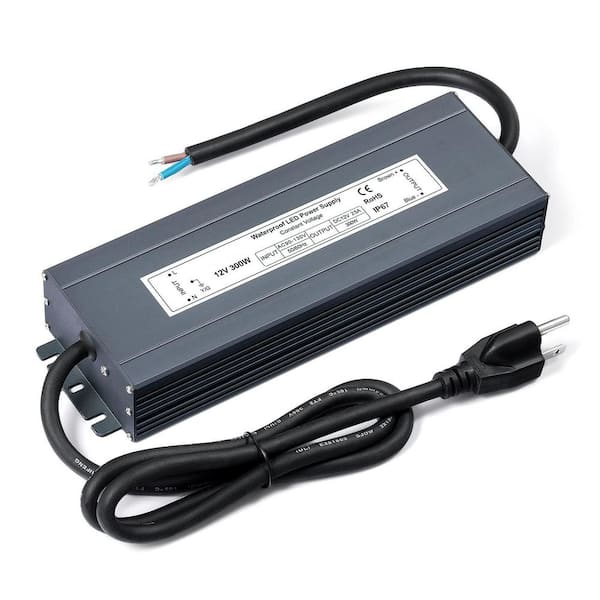 YICHUHAOXI LED Driver 300 Watts Waterproof IP67 Power Supply 90-130V AC to 12V DC 25A Transformer for LED Lights