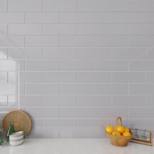 Lavender Gray 4 in. x 12 in. x 8mm Glass Subway Tile (5 sq. ft./Case)