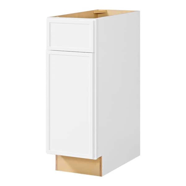 Leyton 12 in. W x 24 in. D x 34.5 in. H Ready to Assemble Plywood Slim Shaker Base Kitchen Cabinet in Alpine White