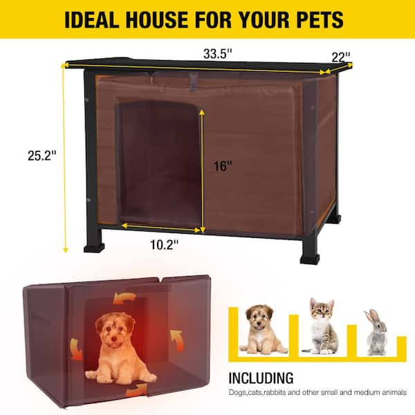 Dog House with Insulated Liner, Waterproof Dog Kennel for Small to Large  Size