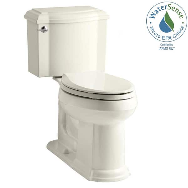KOHLER Devonshire 12 in. Rough In 2-Piece 1.28 GPF Single Flush Elongated Toilet in Biscuit Seat Not Included