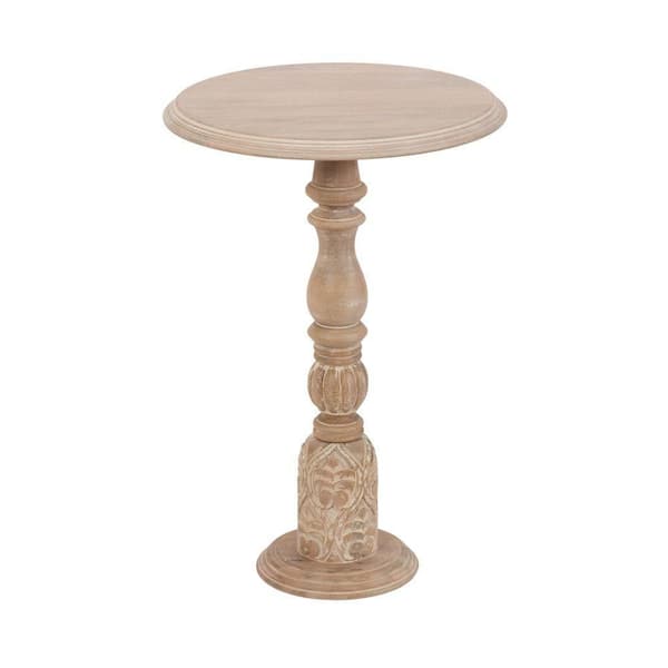 Kate and Laurel Hingham 16 in. White Round Wood End Table