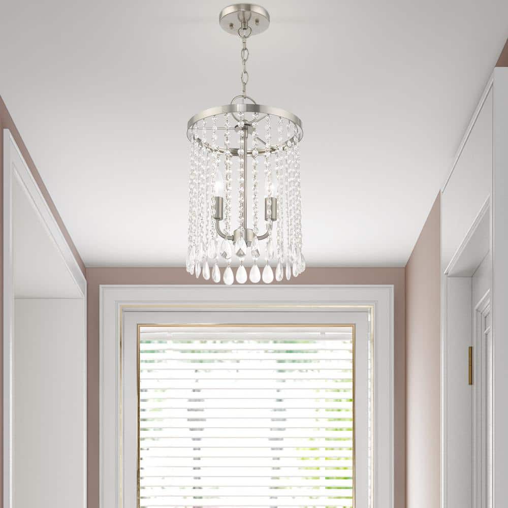 Elizabeth Brushed Nickel Mini Pendant with Clear Crystals