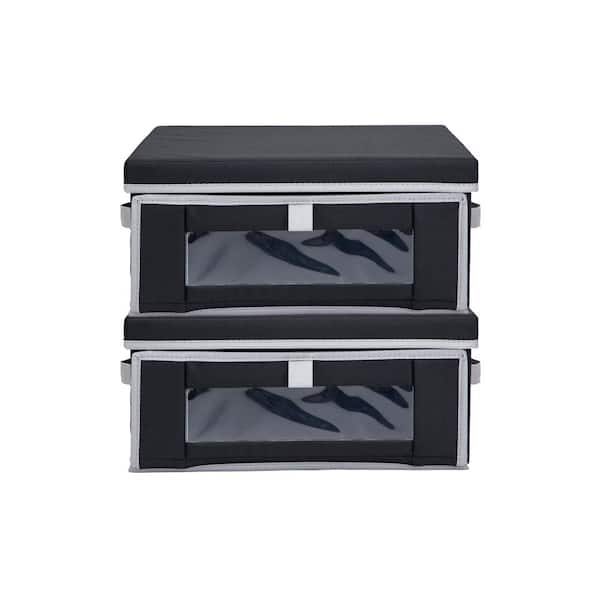 Organizeme 7 in. x 15 in. x 15 in. Black Multi Polyester Foldable Dual Access Small Bin Blanket Bag (2-Pack)
