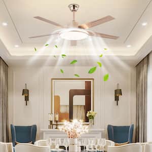 52 in. Indoor Gold Modern 6-Speed Ceiling Fan with Adjustable White Integrated LED, Reversible Motor and Remote