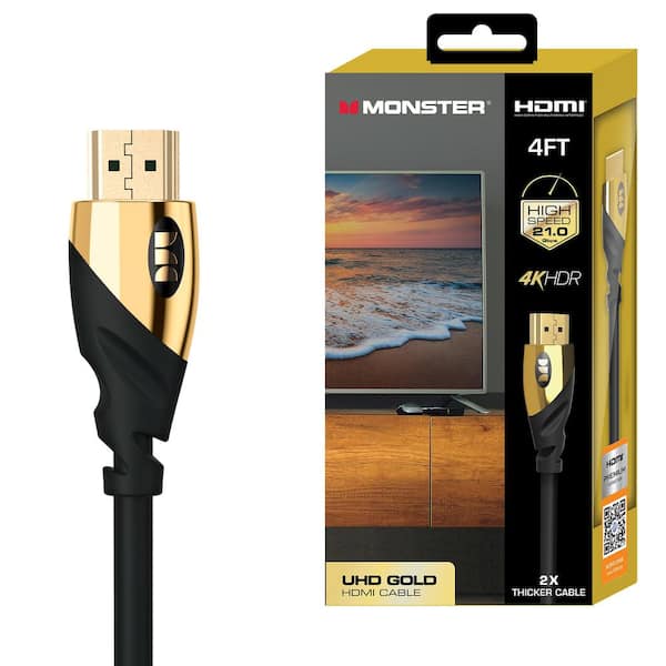 Eindeloos wijk strijd Monster 4 ft. UHD Gold HDMI Cable, 4K, Supports TVs, Game Consoles, Blu-Ray  Players MHV1-1022-BLK - The Home Depot