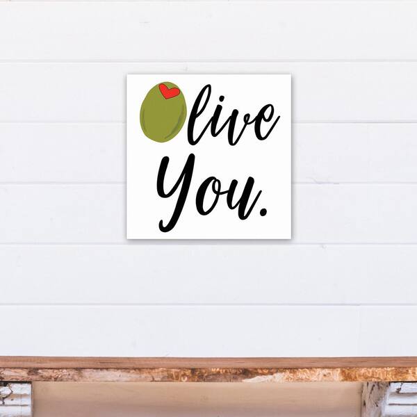 DESIGNS DIRECT 16 in. x 16 in. "Olive You Martini" Printed Canvas Wall Art