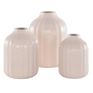Joss 6.77 in. Glazing Ivory Decorative Vase (Set of 3)