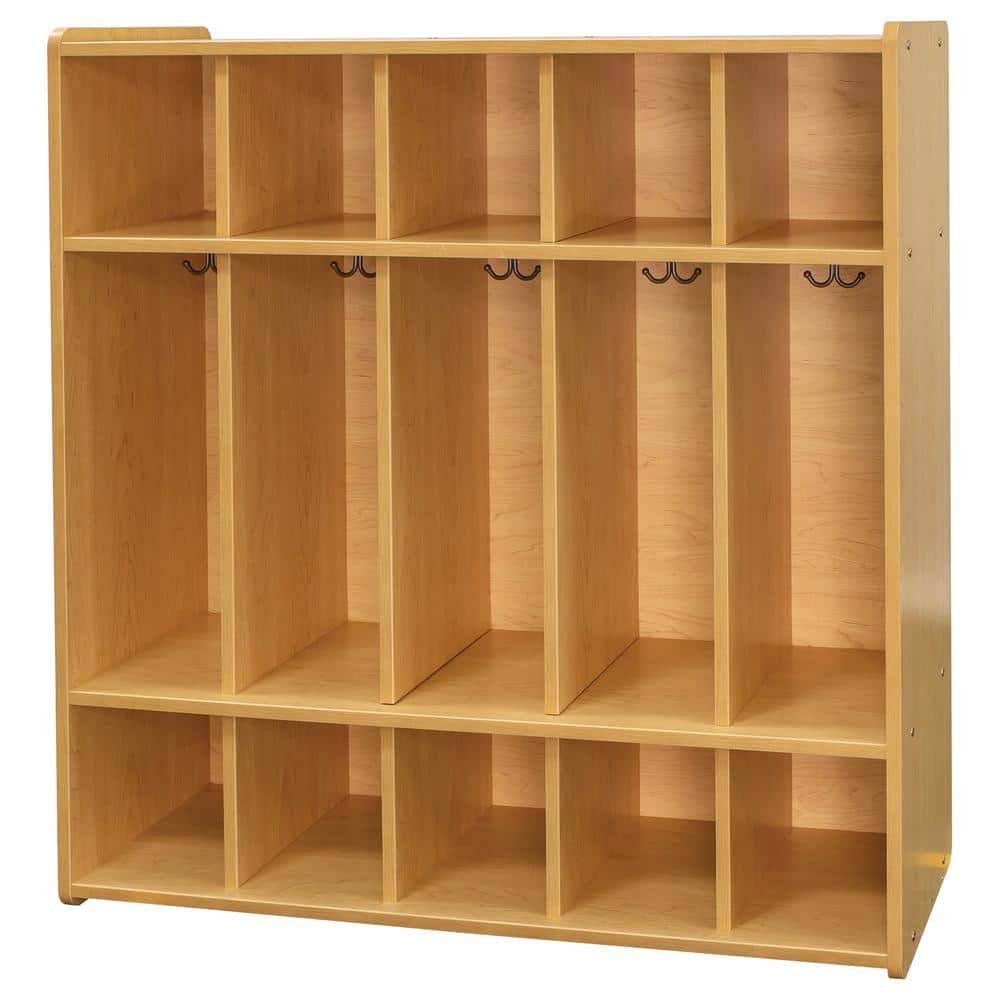 Maple 5-Section Preschool Floor Locker with Storage Cubbies