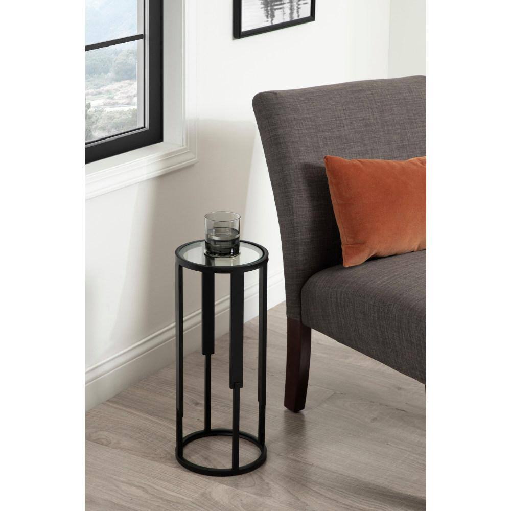 Ravalli Black Metal and Glass Round Drink Table