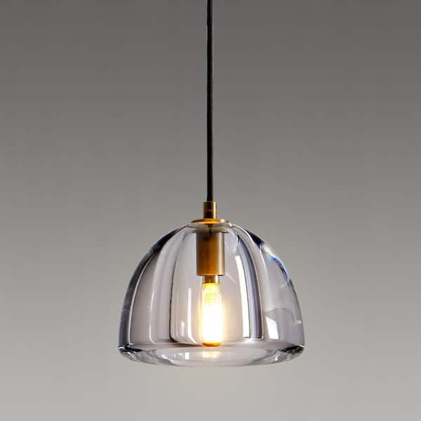 YUYI 1-Light Farmhouse Gold Pendent Light, Kitchen Island Lighting with Raindrop Glass Shade