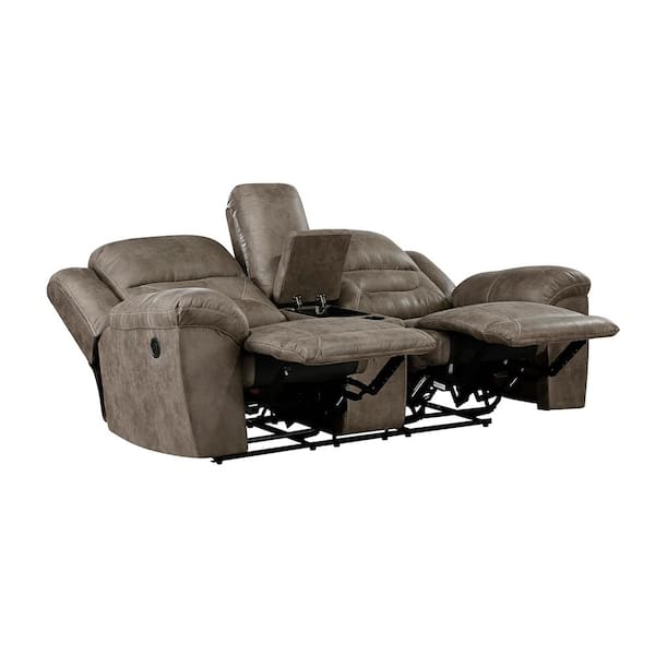Lazzara Calla 81 in. W Brown Microfiber Manual Double