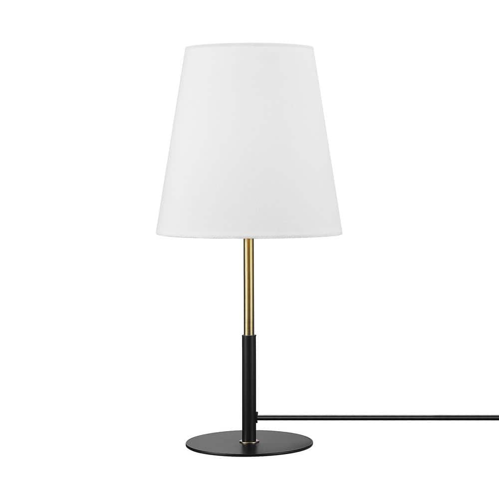 Globe Electric 15 in. Ceramic Table Lamp, Matte Black, Wood Toned
