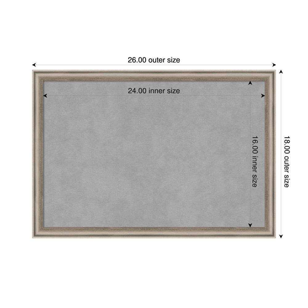 Pewter Framed Grey Magnetic Memo Board with Wood Frame