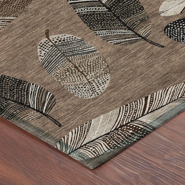 Chantille Machine Washable Indoor/Outdoor Abstract ACN2649 Mocha 8 ft. x 10 ft. Area Rug