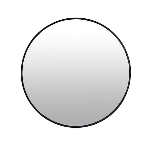 Unbranded 24 in. W x 24 in. H Small Round Steel Black Framed Wall Bathroom Vanity Mirror