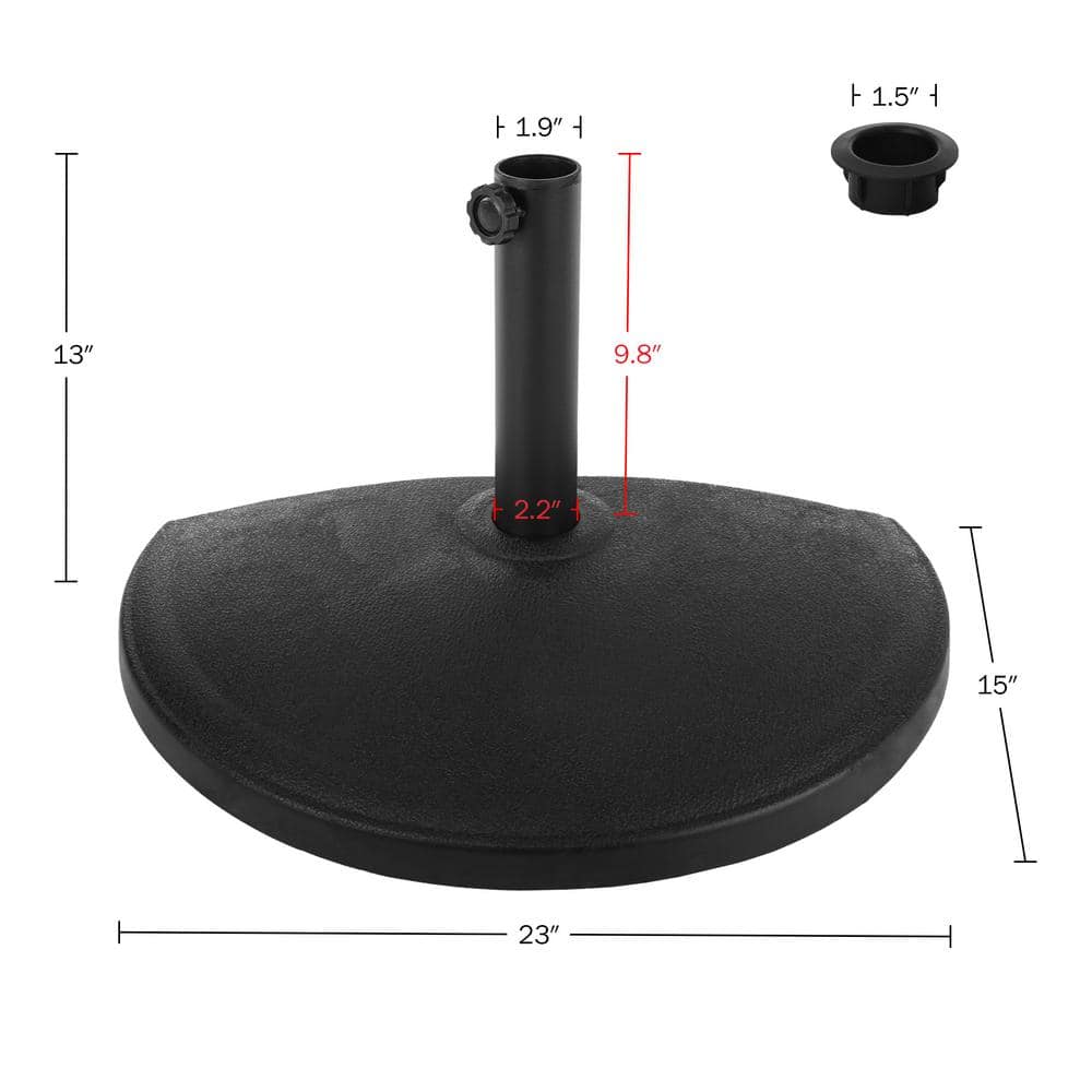 Black Half-Circle Metal Outdoor Patio Umbrella Base