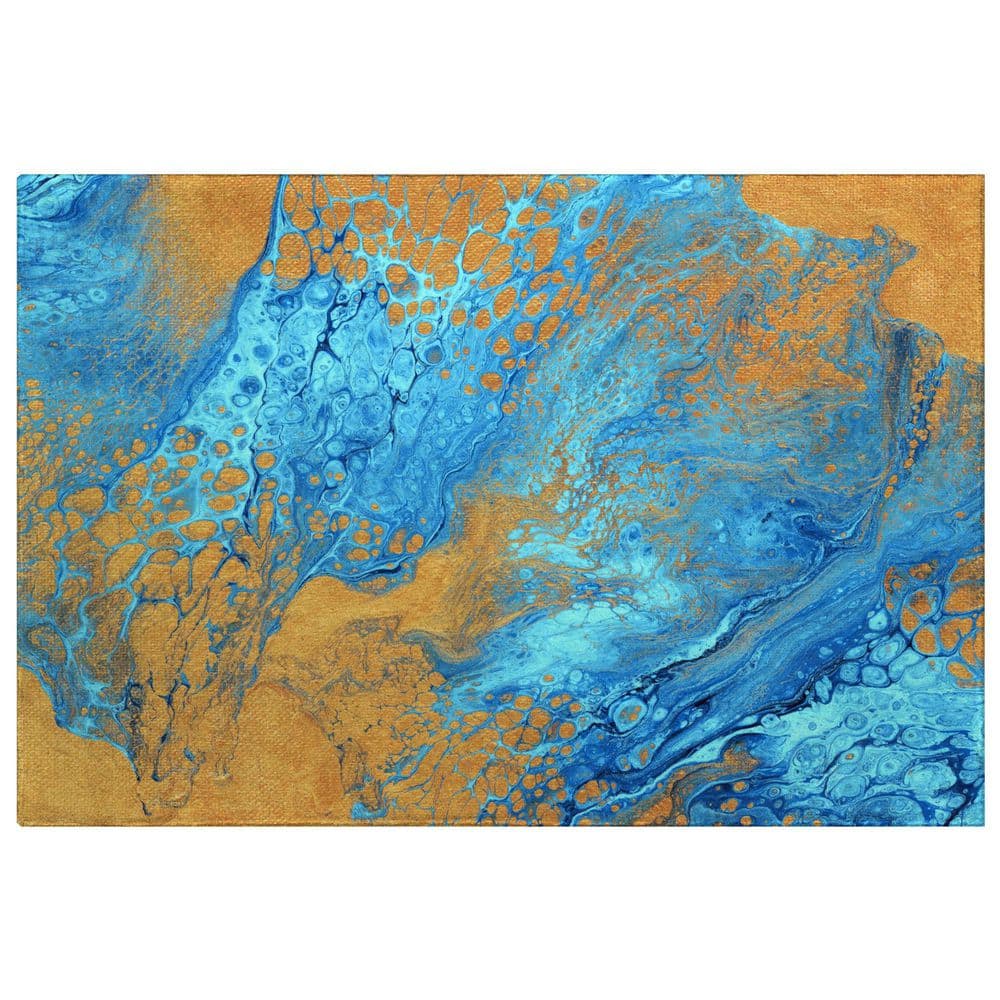 Dream Shag Premium Machine Washable Abstract ADS53 Cobalt 3 ft. x 4 ft. Area Rug price history on PriceWatchPro